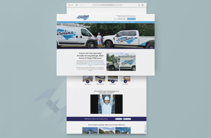 Carolina Roofing and Gutter website homepage