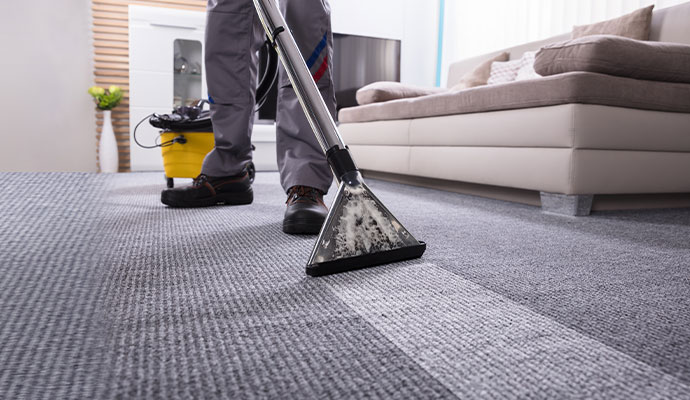A professional carpet cleaning with equipment