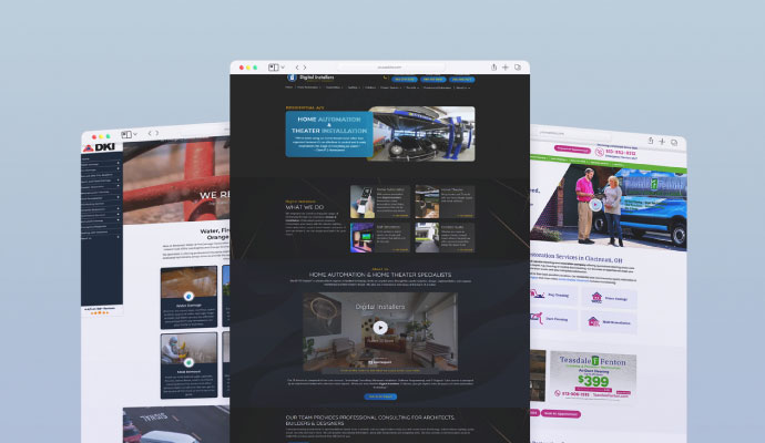 collage of custom designed website