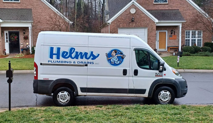 Helms Plumbing and Drains service vehicle
