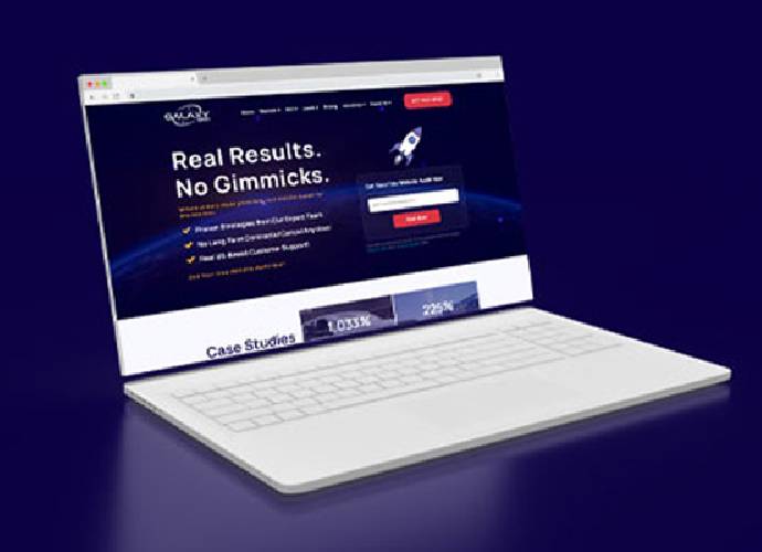 Galaxy SEO website design and digital marketing homepage on a laptop