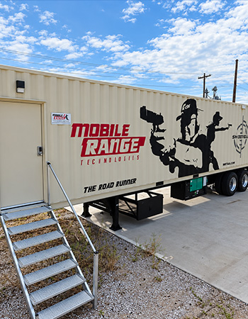 Mobile shooting range trailer unit parked outdoors