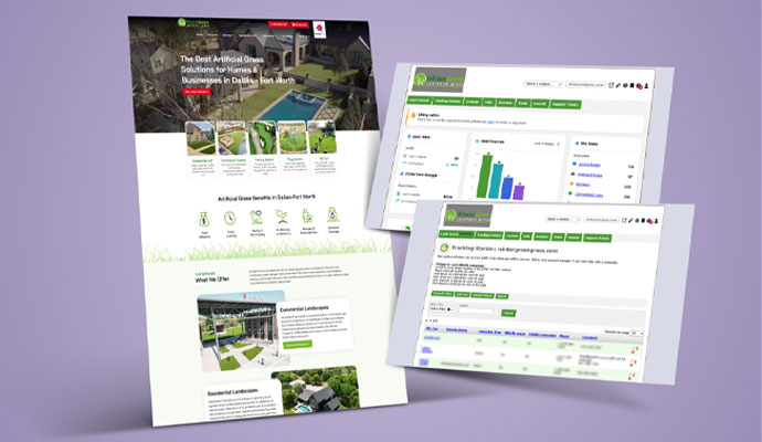 Mockup showing website and leads