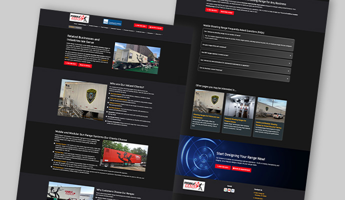 Responsive website design layout for a service client