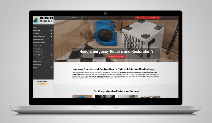 Restoration Specialists website mockup