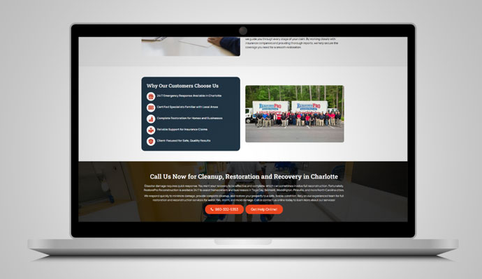 RestorePro Reconstruction Charlotte website mockup