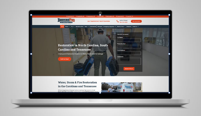 RestorePro Reconstruction website mockup
