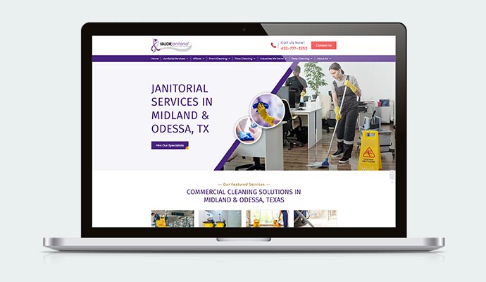 Valorjanitorial Midland website mockup