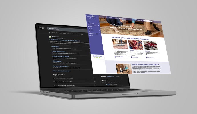 View of a webpage and google search result