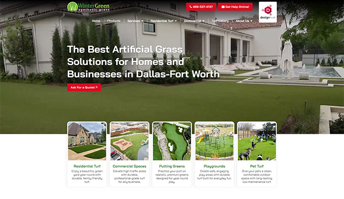 WinterGreen Synthetic Grass website screenshot