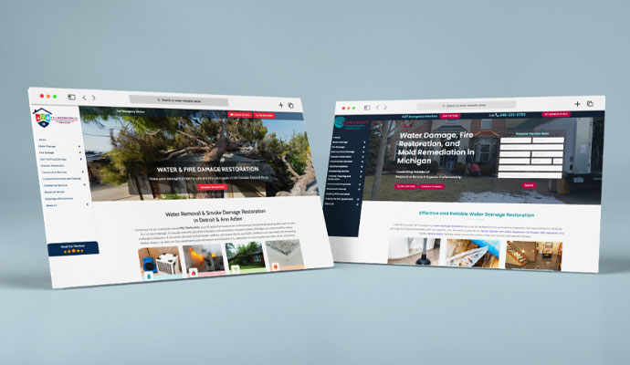 M&J Restoration and Concraft website mockup