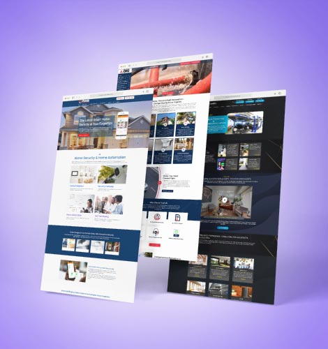 A montage of three different website designs