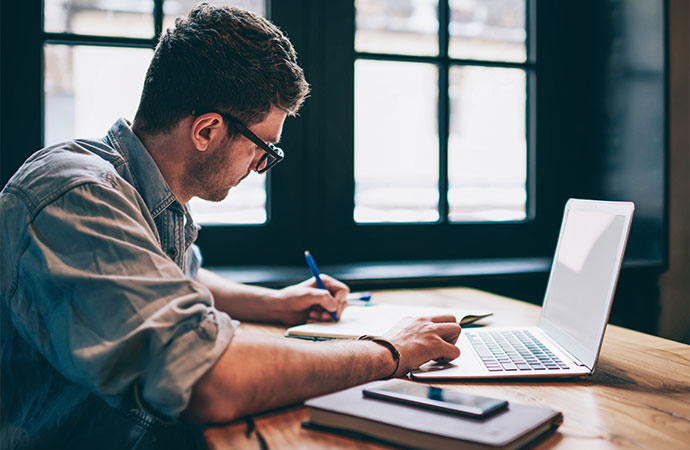 Person working with laptop