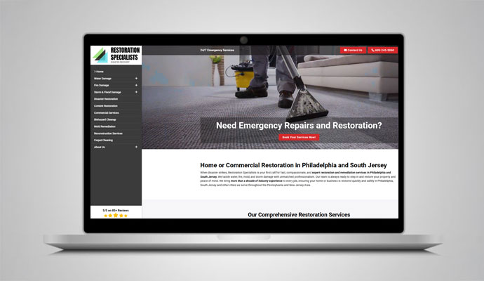 Restoration Specialist website preview