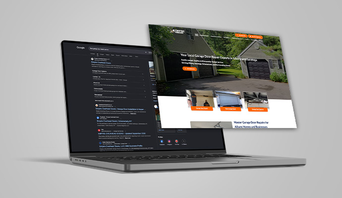 Google search rankings for a garage door repair service