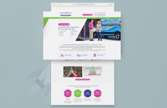 Home page of the Teasdale Fenton Cleaning website